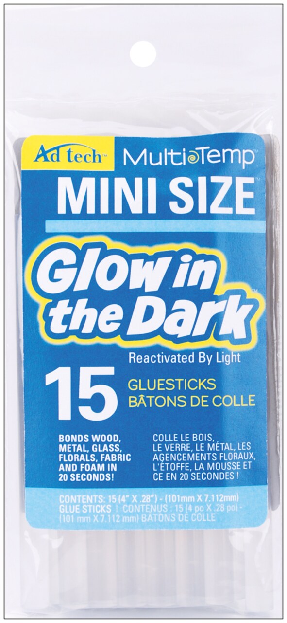 Ad Tech Multi-Temp Glow-In-The-Dark Mini Glue Sticks 15/Pkg-.28"X4"